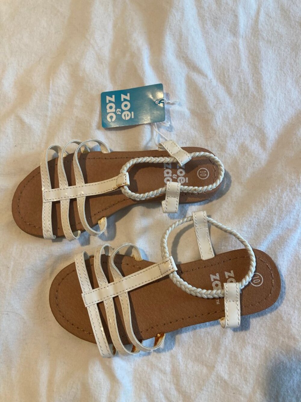 Zoe & Zac girls white sandals toddler size 10 NWT